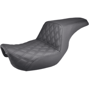 SADDLEMEN Step-Up Seat — Front Lattice Stitch - Black - Dyna 806-04-172